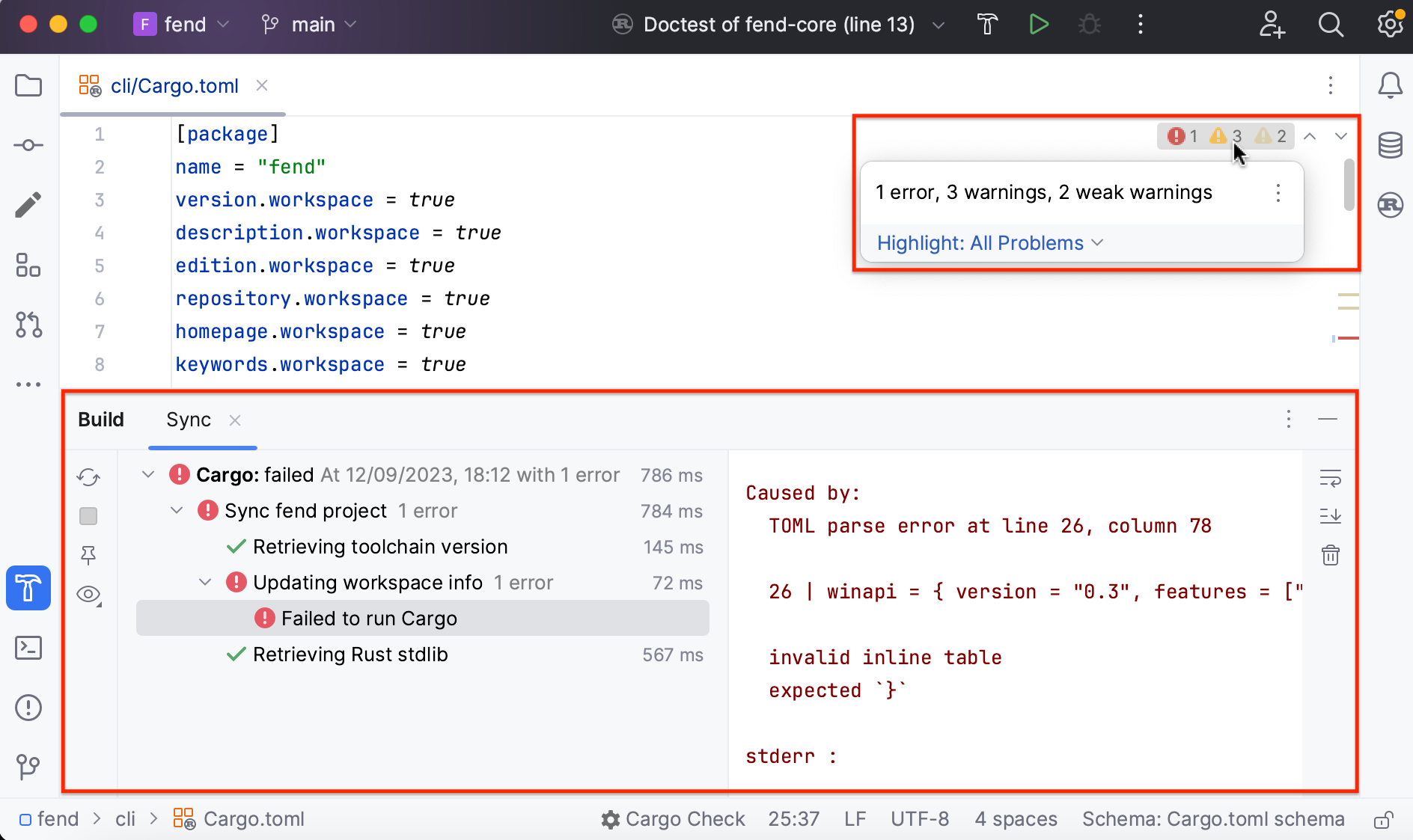 Code analysis results: Problems tool window and Inspections widget