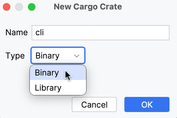 Creating a new cargo crate