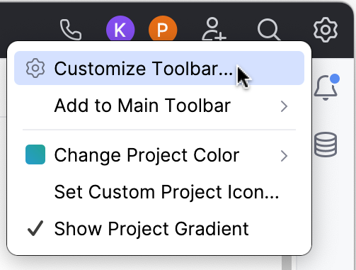 Customize toolbar