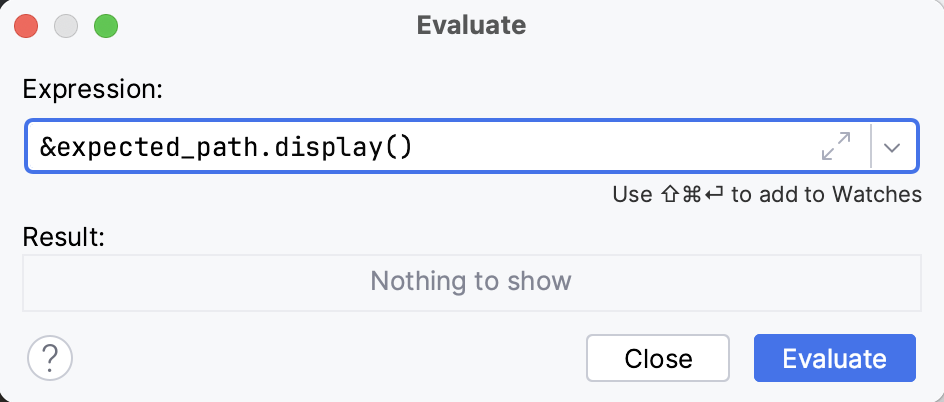 The expression is entered in the Code Fragment field