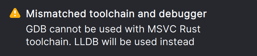 Notification about a debugger-toolchain mismatch