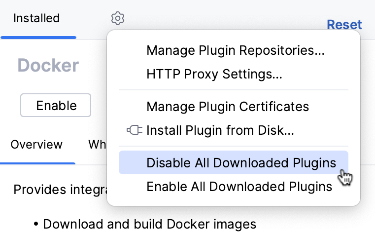 Disable all downloaded plugins