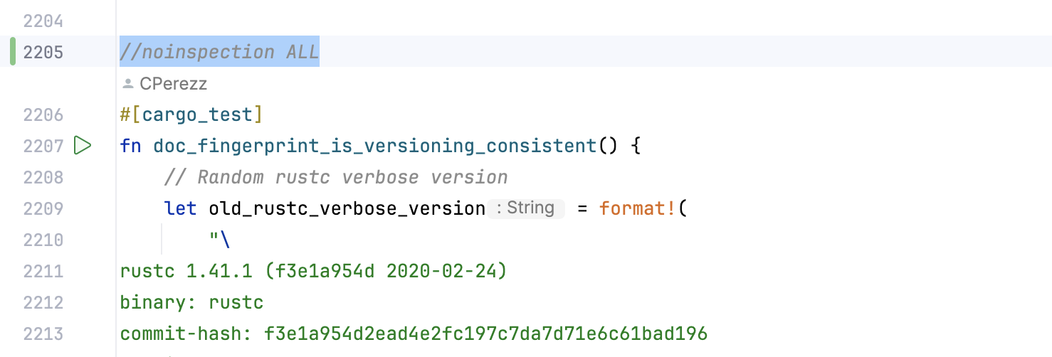 The //noinspection annotation before a method