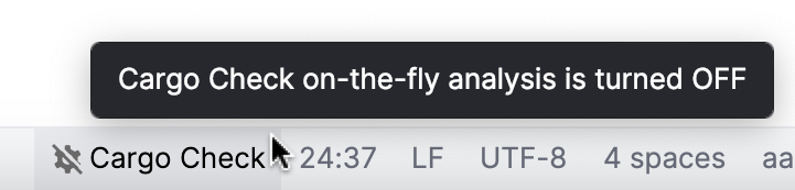 External linter widget: Cargo Check on-the-fly analysis is turned off