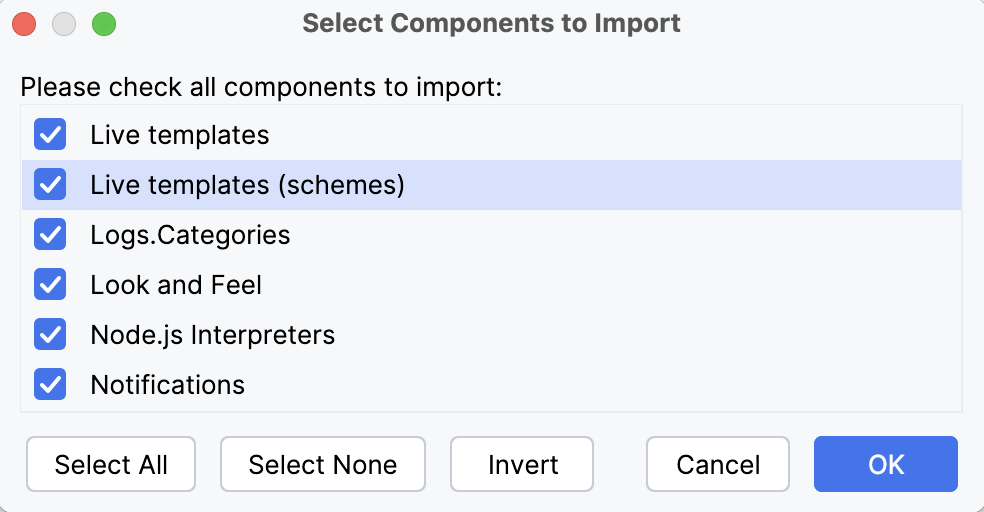 Import live templates