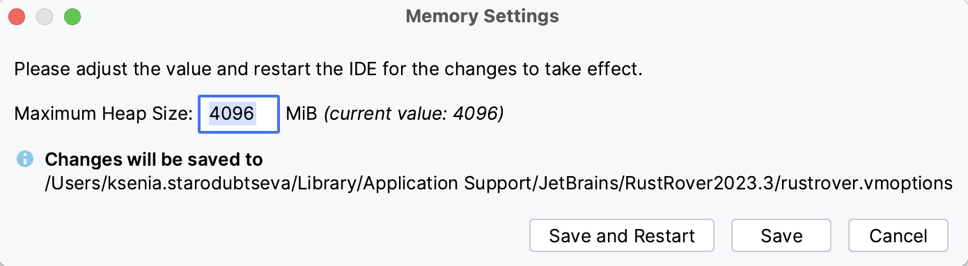 Increasing heap in the Change Memory Settings dialog