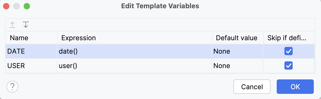 Editing template variables