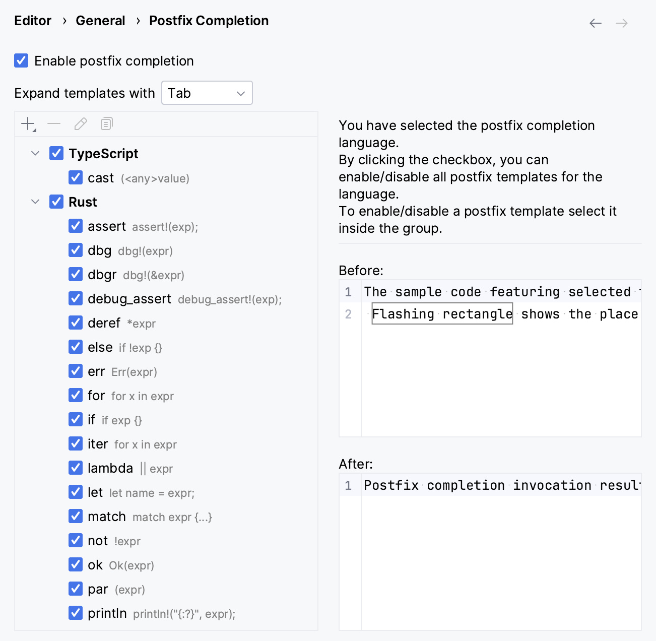 Rust postfix templates