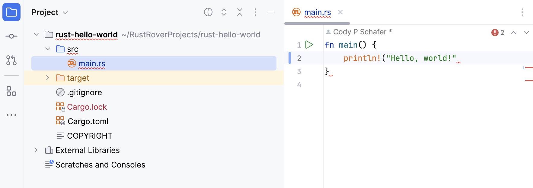 Error highlighting in project tree