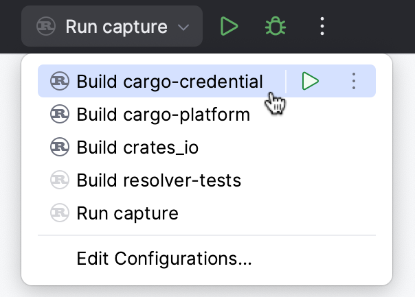 Permanent and temporary configurations have different icons