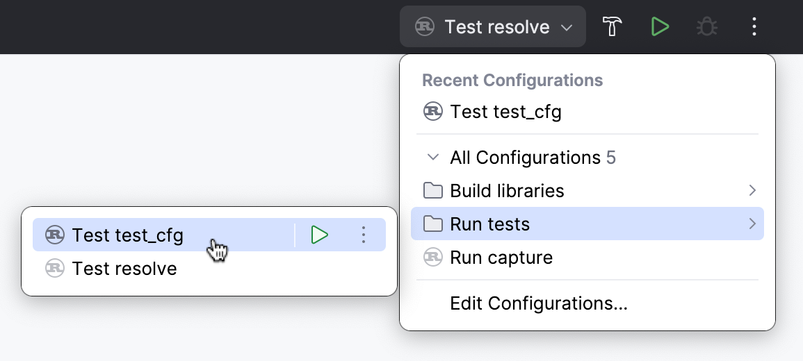 Grouped run configurations