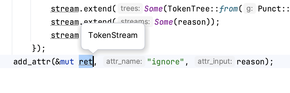 Showing the expression type info