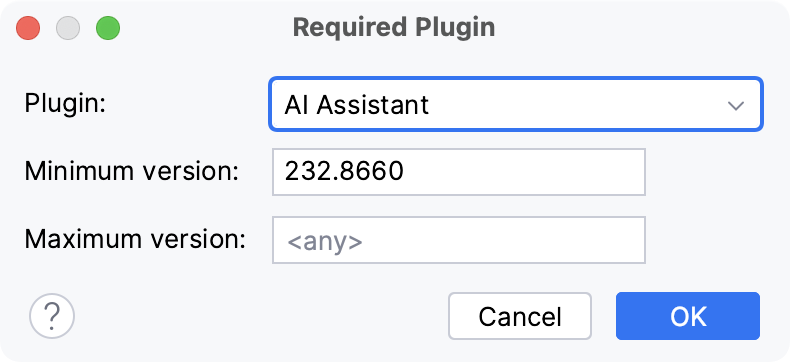 Add required plugin dialog