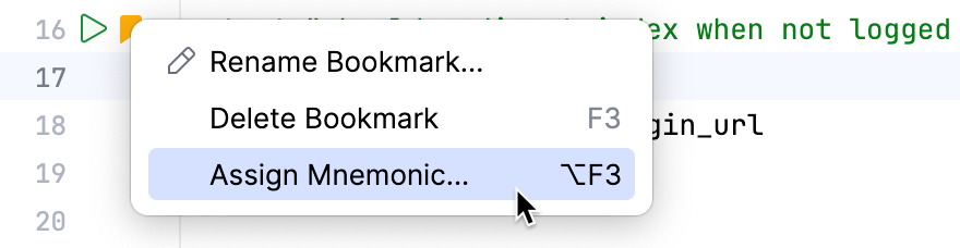 Assigning mnemonic to anonymous bookmark