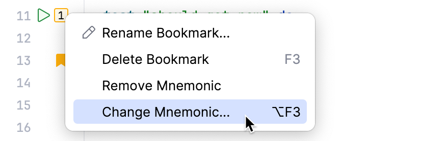 Changing a mnemonic identifier for a bookmark