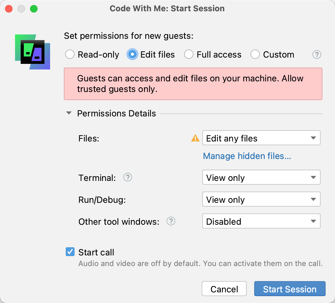 Edit files permissions