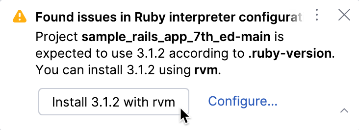 Install Ruby from the notification