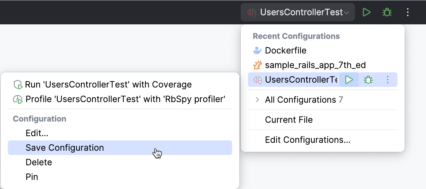 Edit run configurations