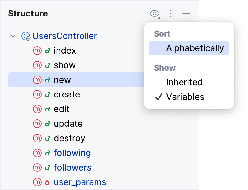 Structure tool window