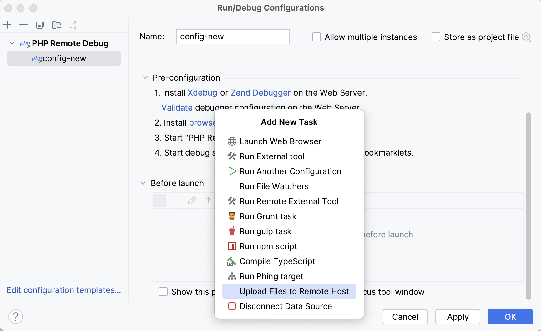 Upload files to remote host