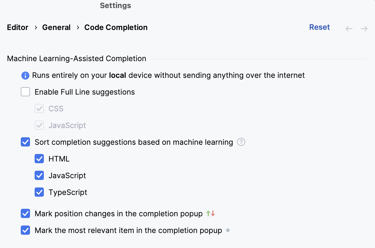 ML-assisted completion settings