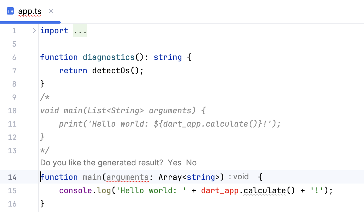 Commented-out code in original language above the converted code