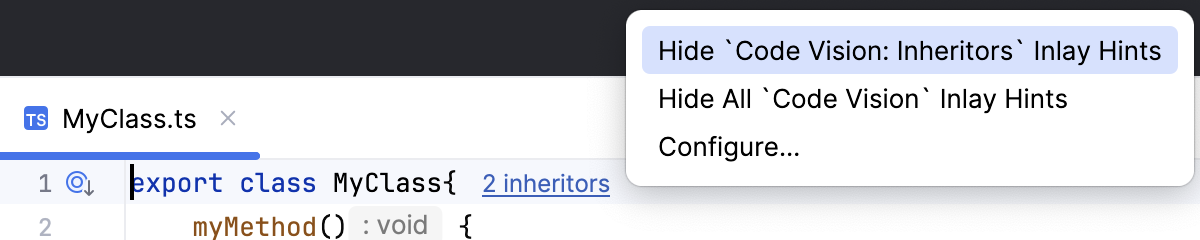 Hide Inheritors hints in the editor