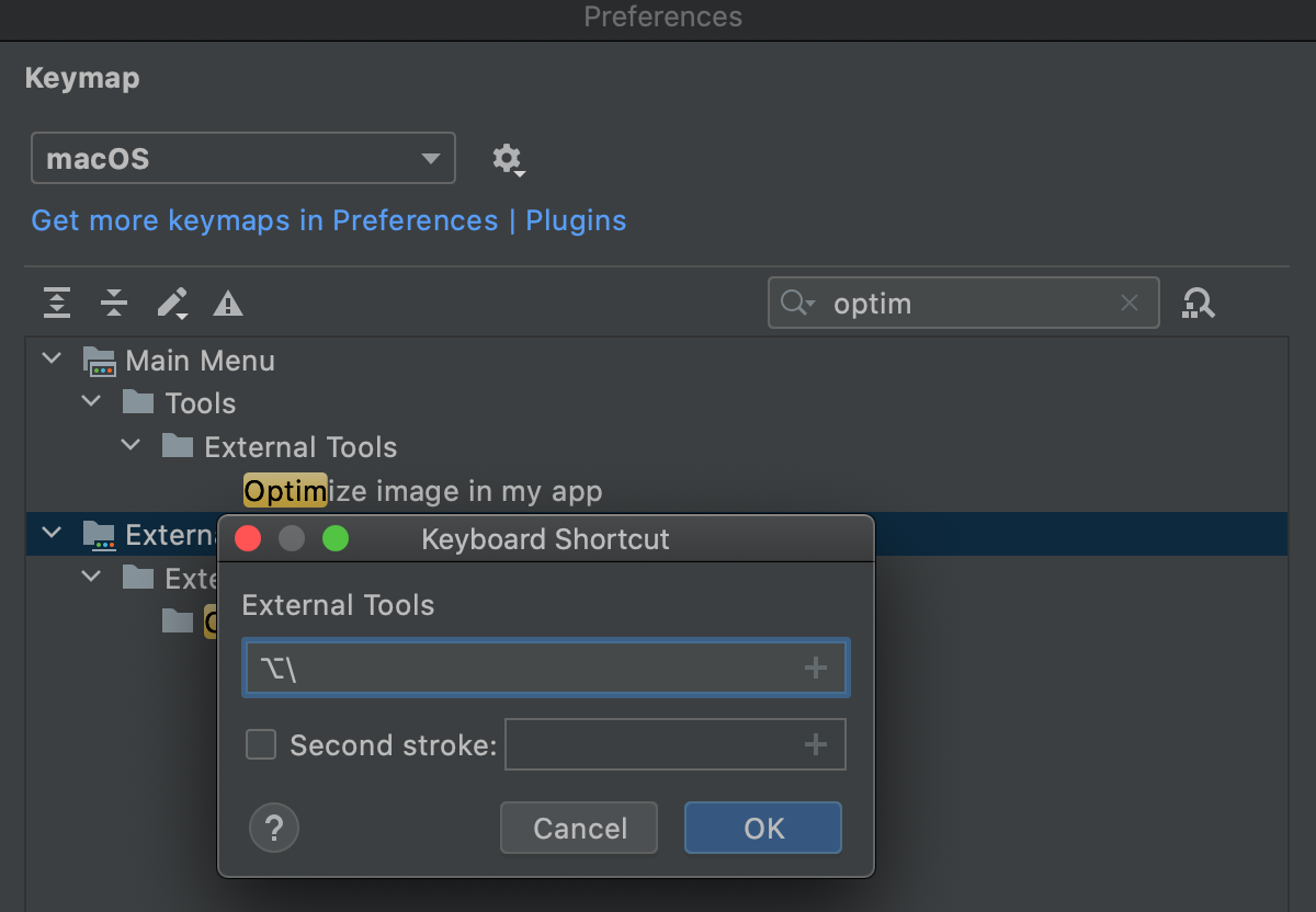 Create a shortcut for an external tool