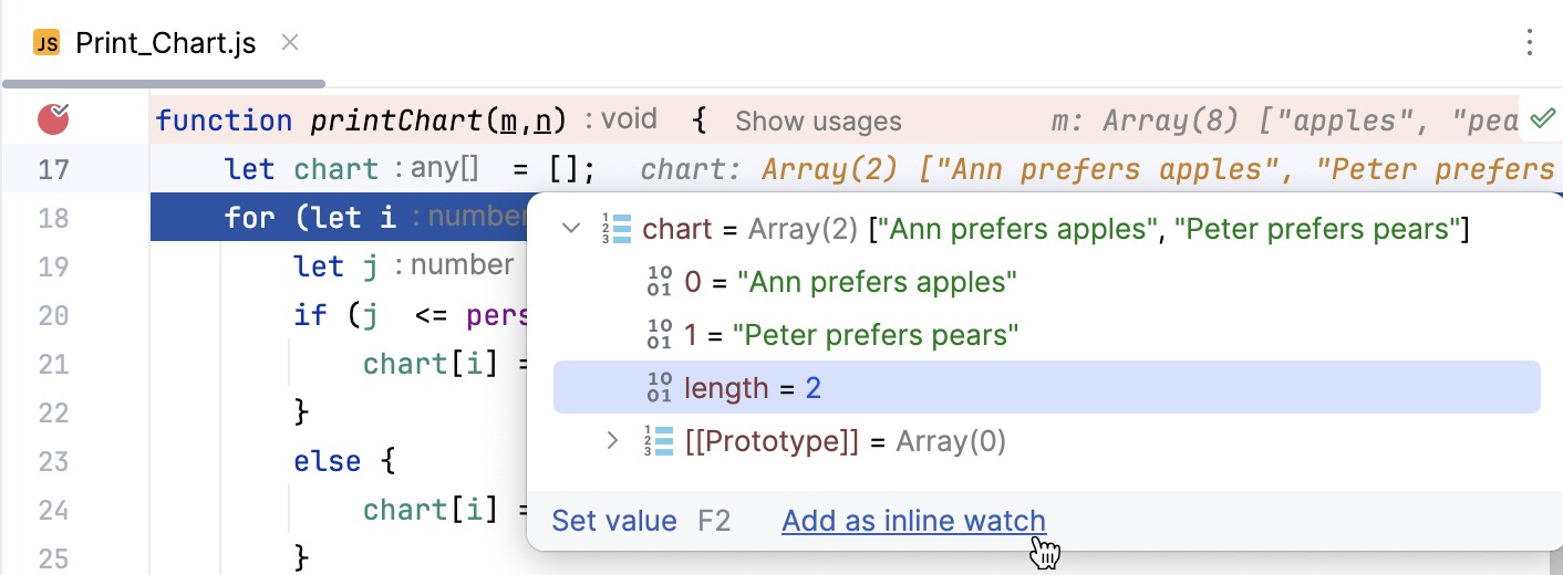 Adding an inline watch option