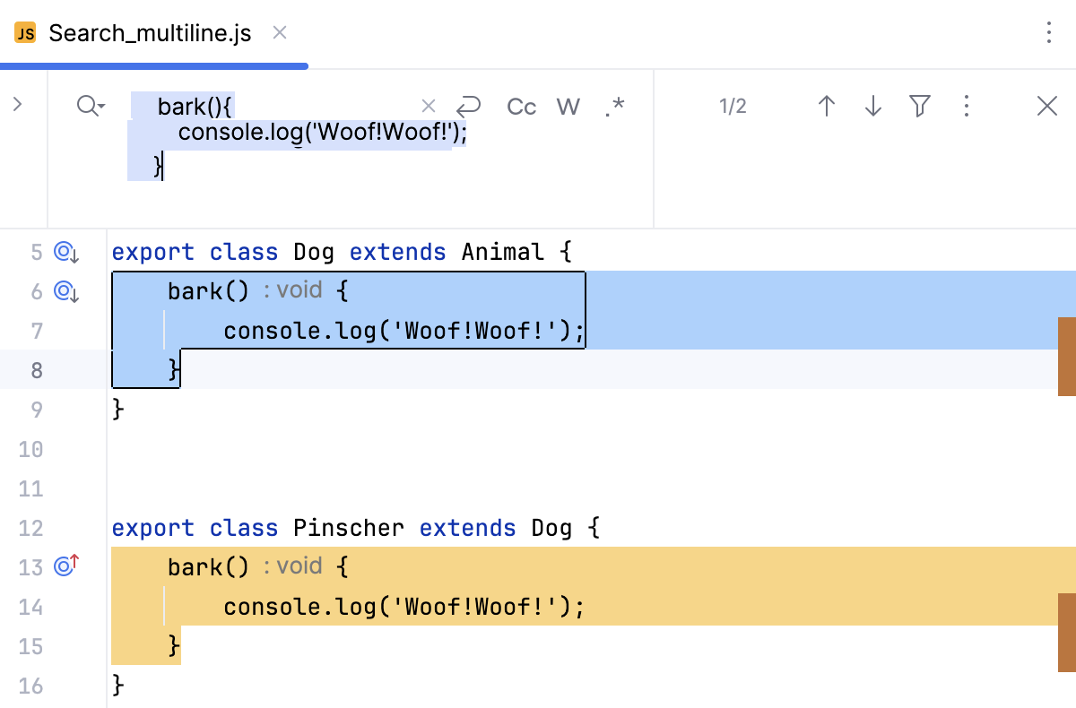 Multi-line selection search