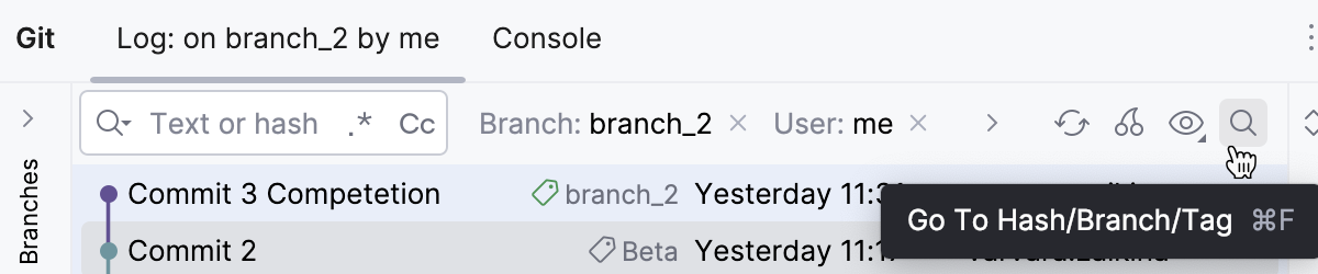 Go To Hash/Branch/Tag icon