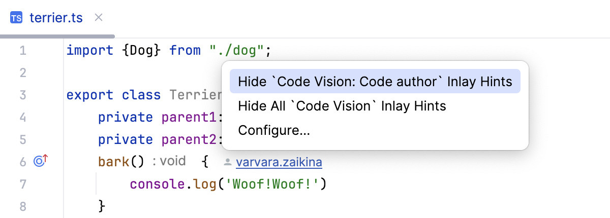 Hide code author names