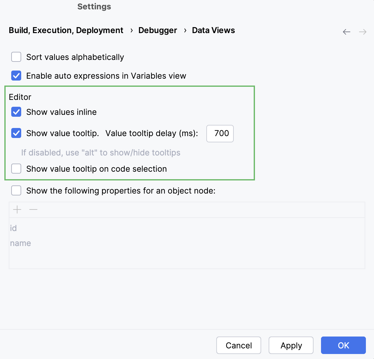 JavaScript debugger: Data views