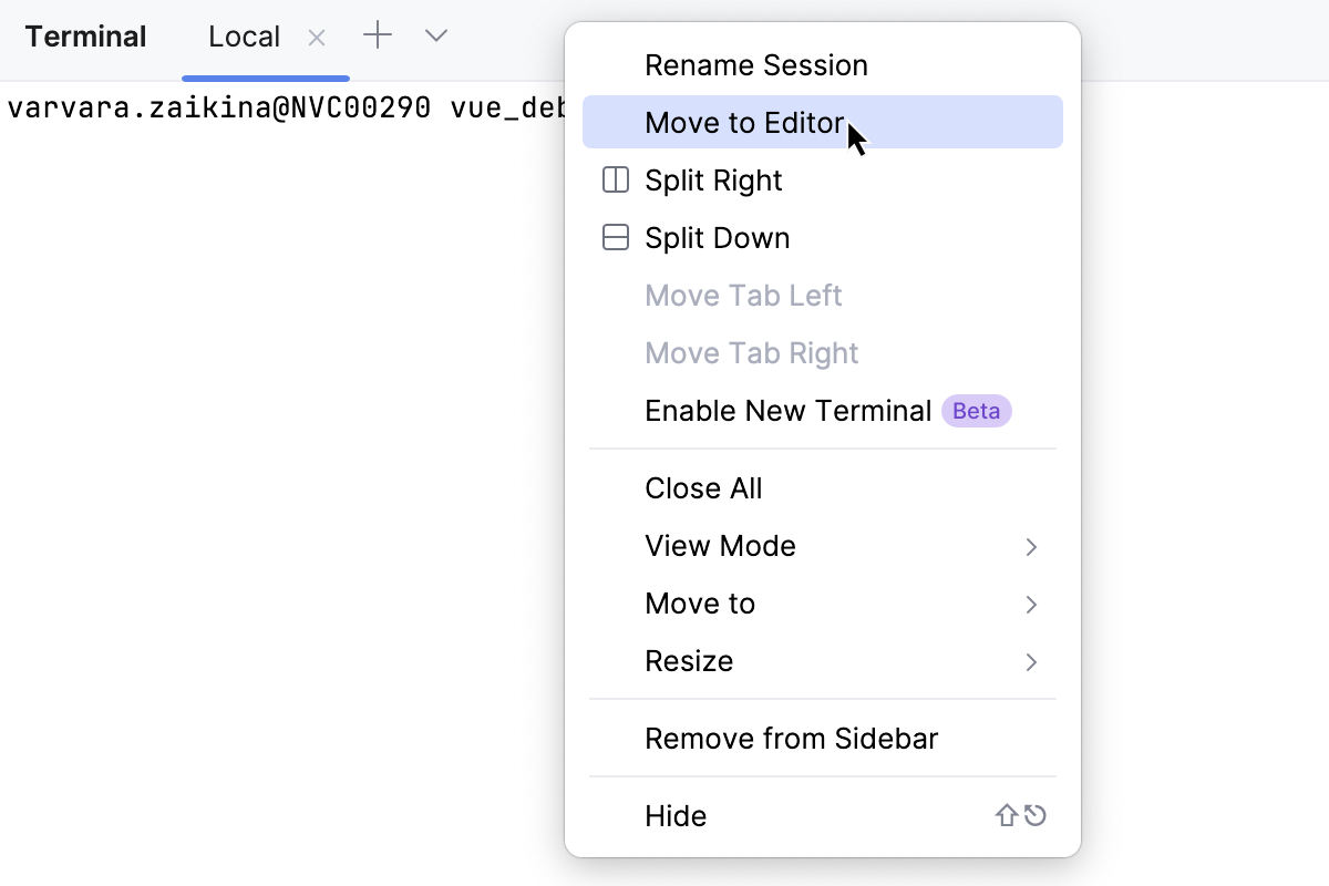 Move Terminal to Editor