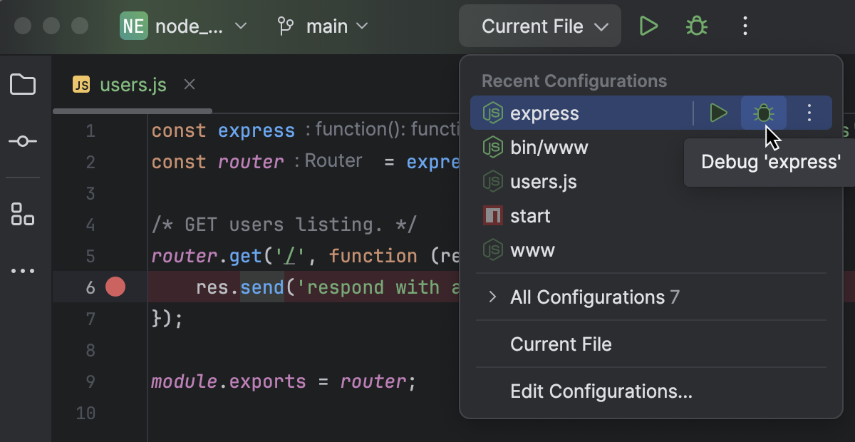 Running And Debugging Node.js | WebStorm Documentation