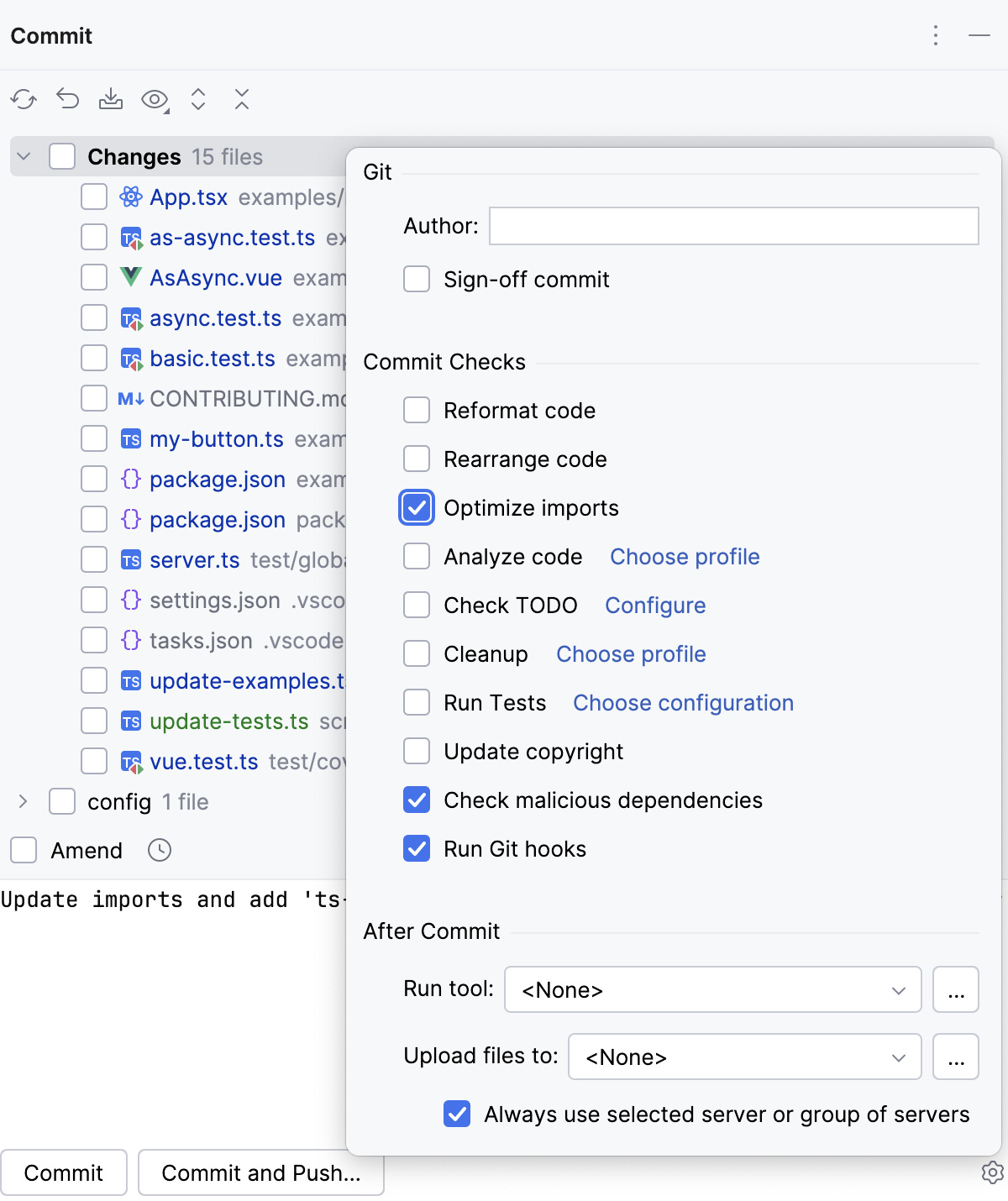 Optimize imports before commit