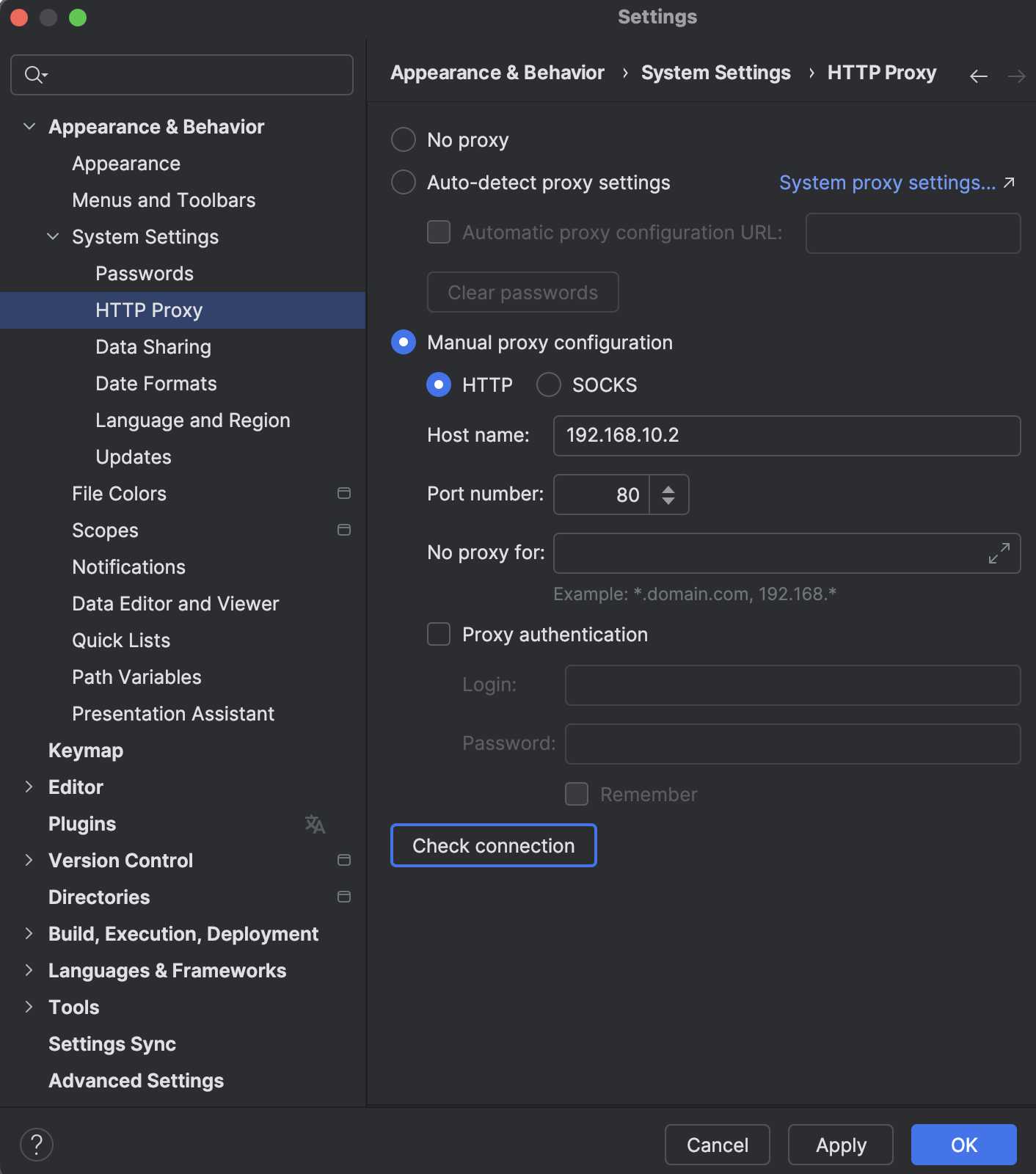 HTTP Proxy | WebStorm Documentation