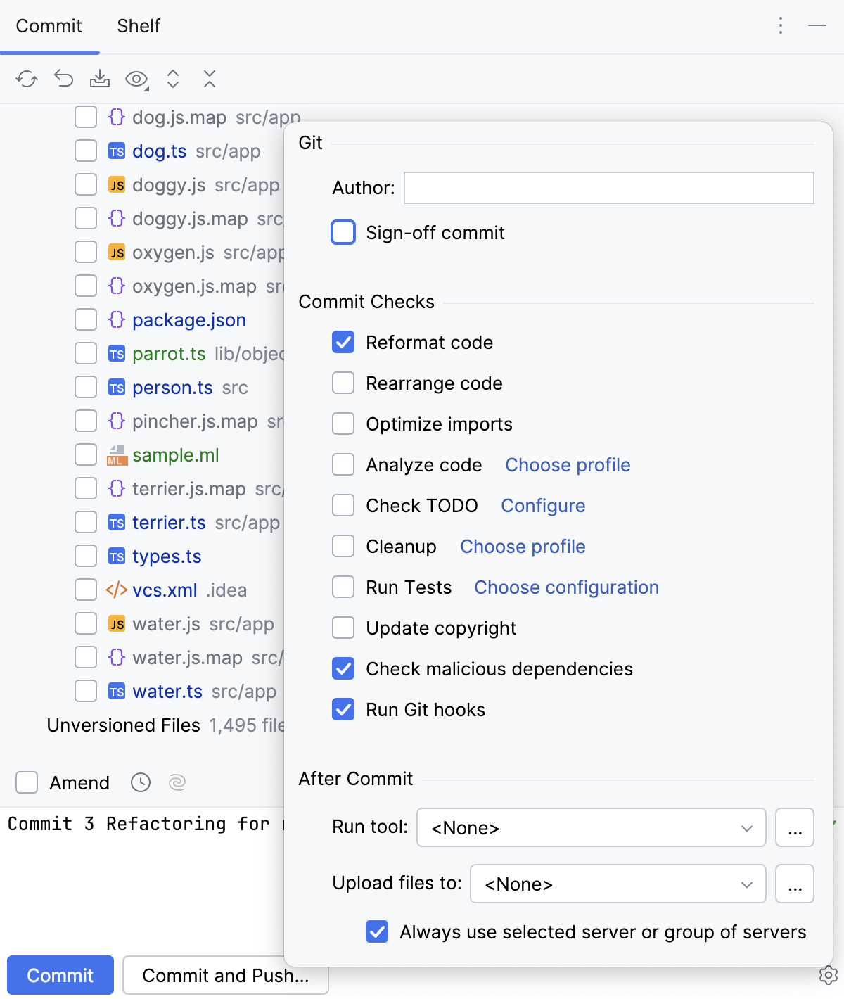 Reformatting code on commit