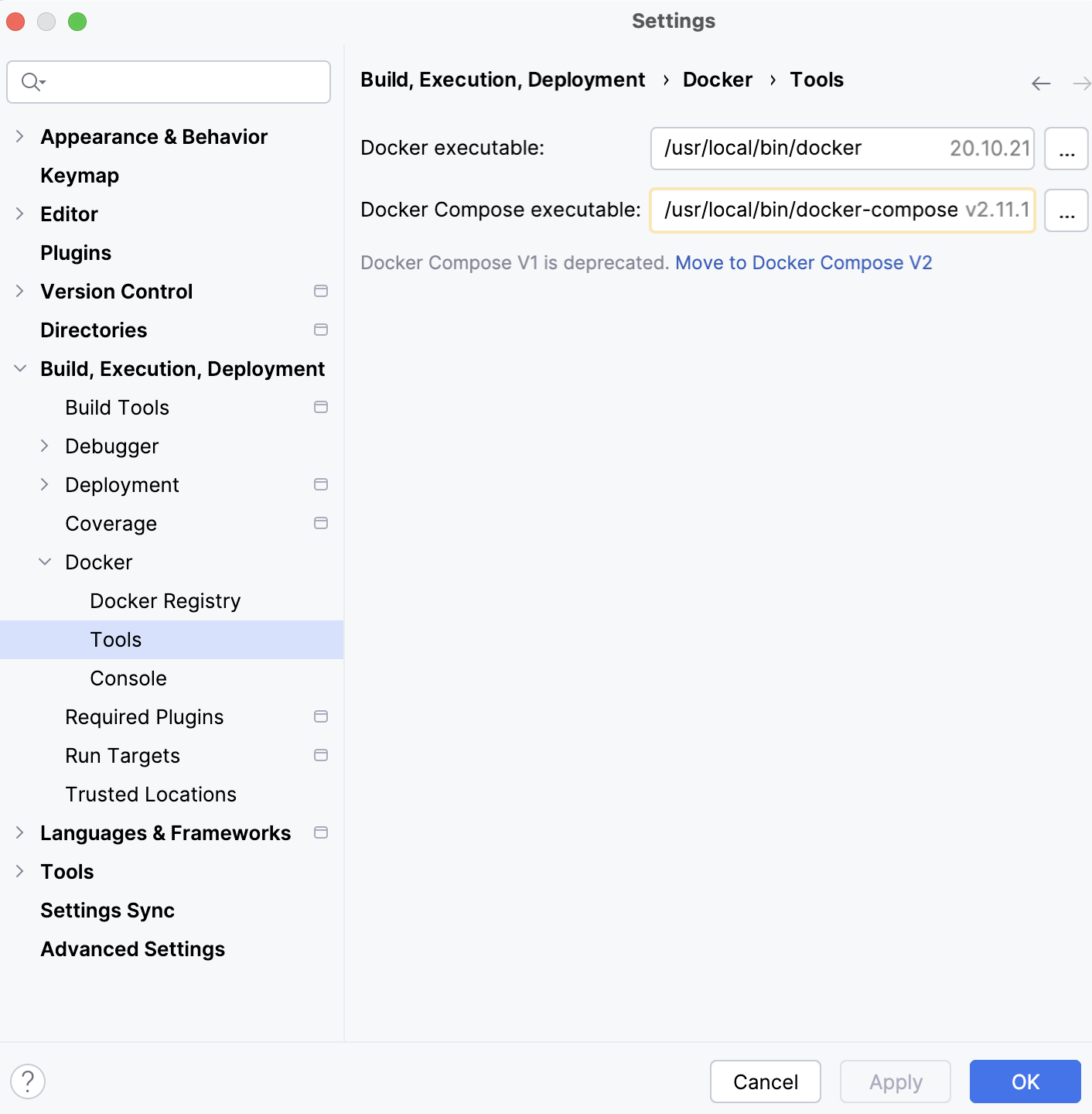 Docker Registry settings