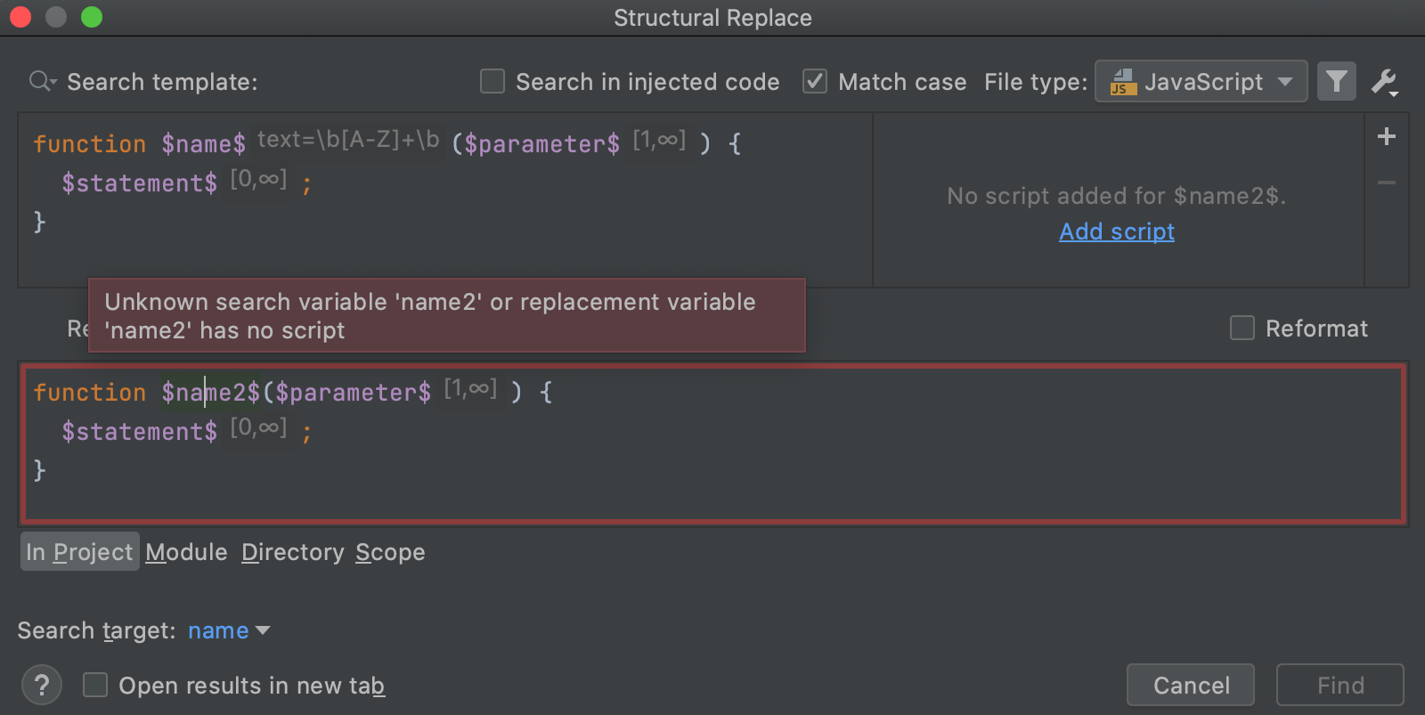 Structural Replace: specify condition