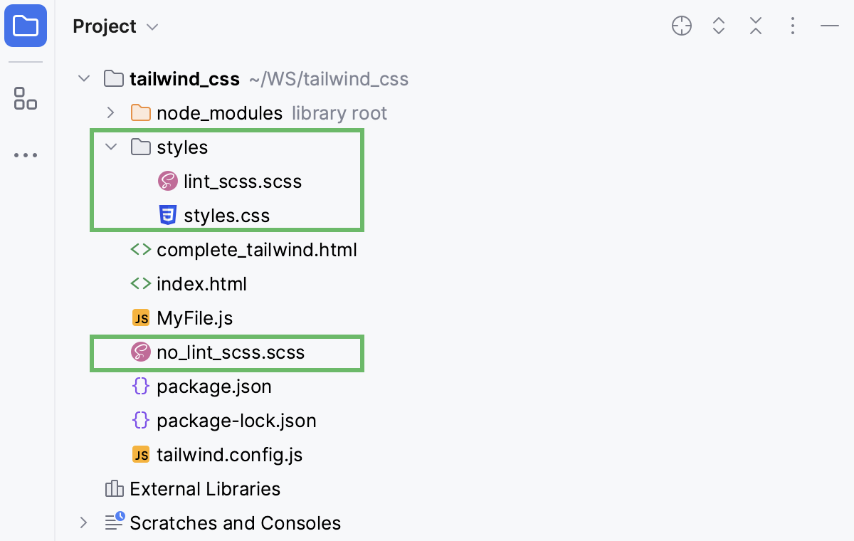 Stylelint: custom patterns. Example project structure