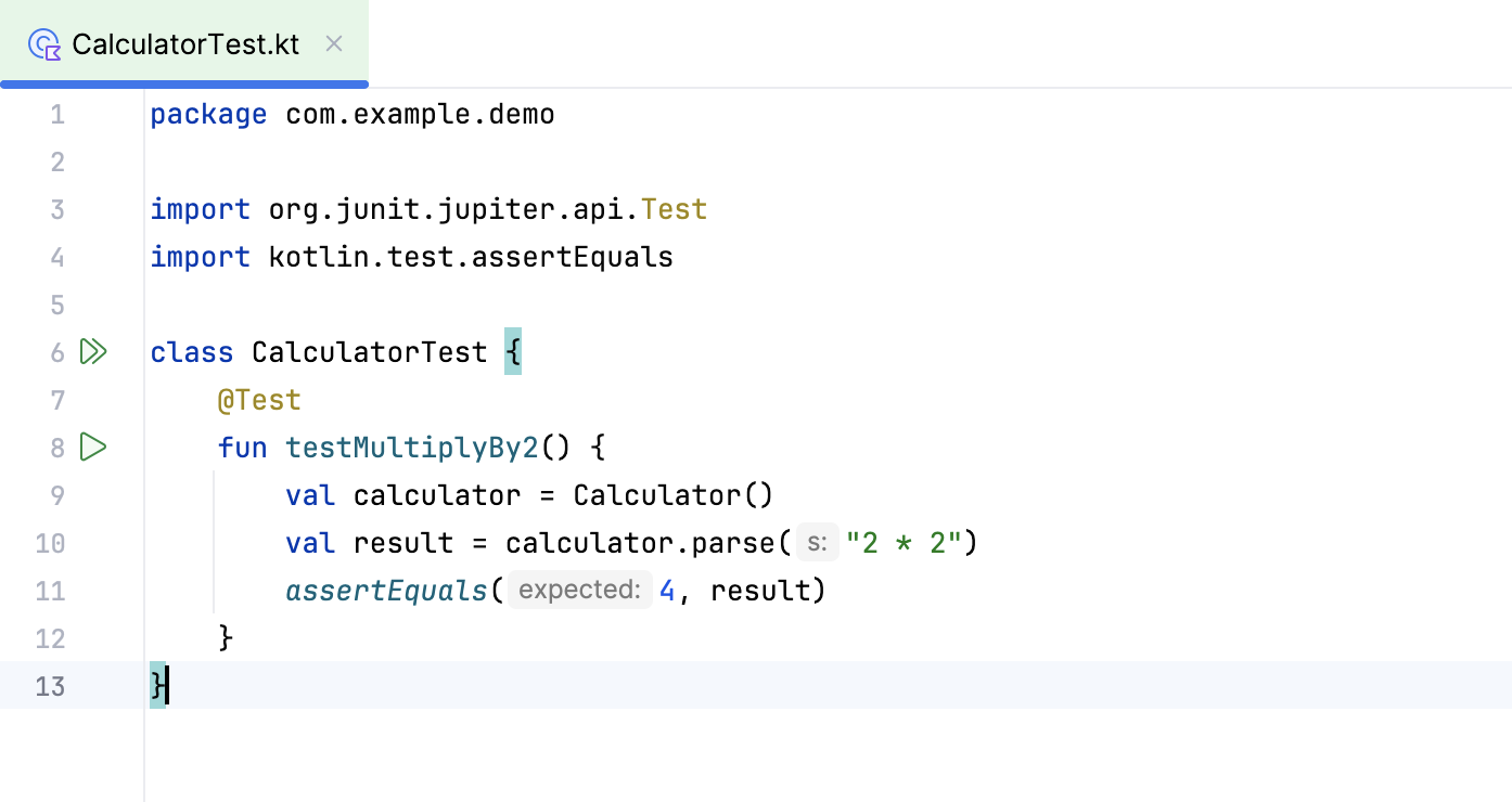 assertEquals() checks if the parameters are equal and fails the test if they are not