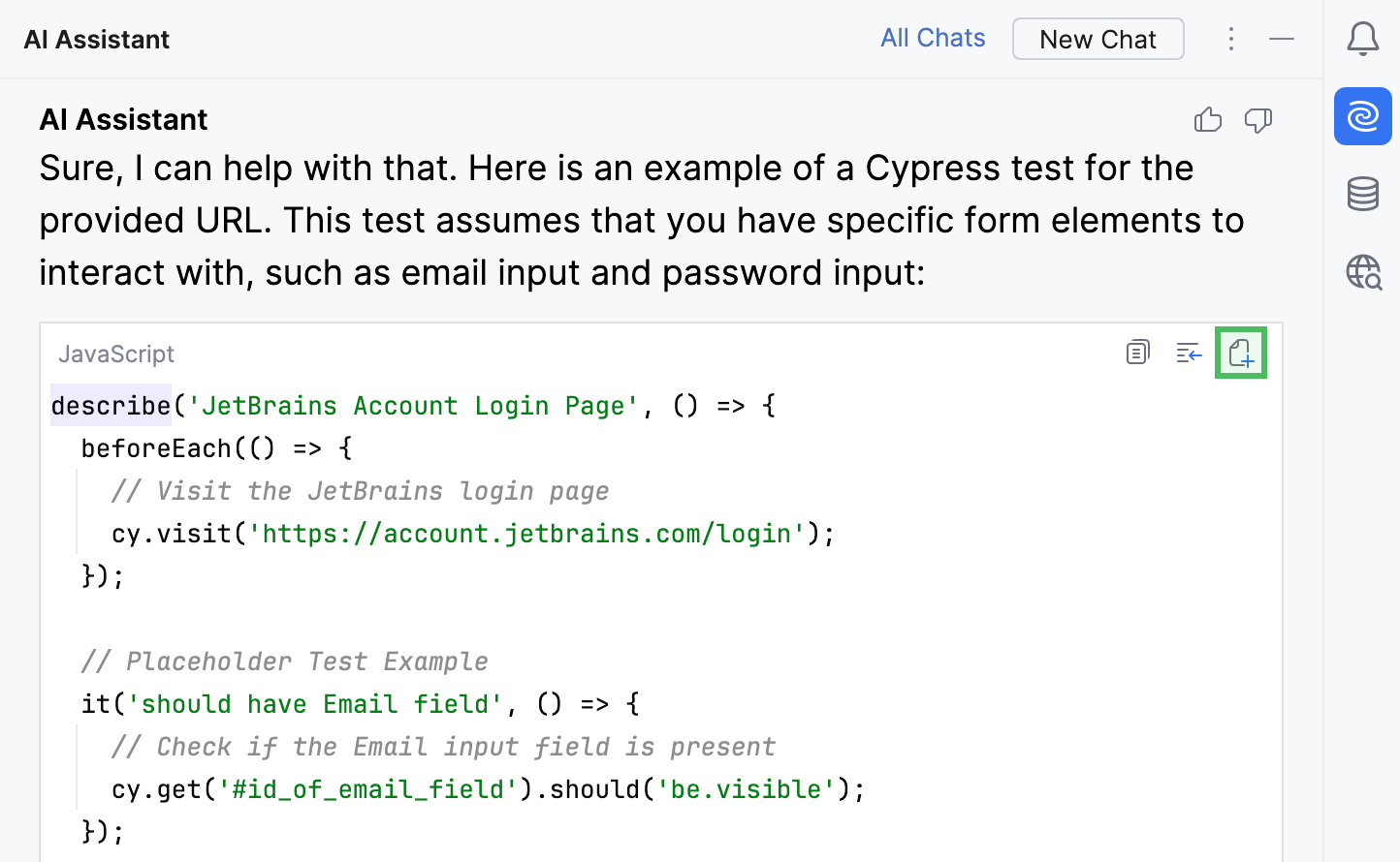 Create File from Snippet action