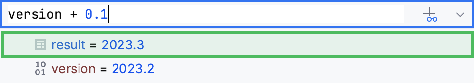 Result of an expression in the Variables pane