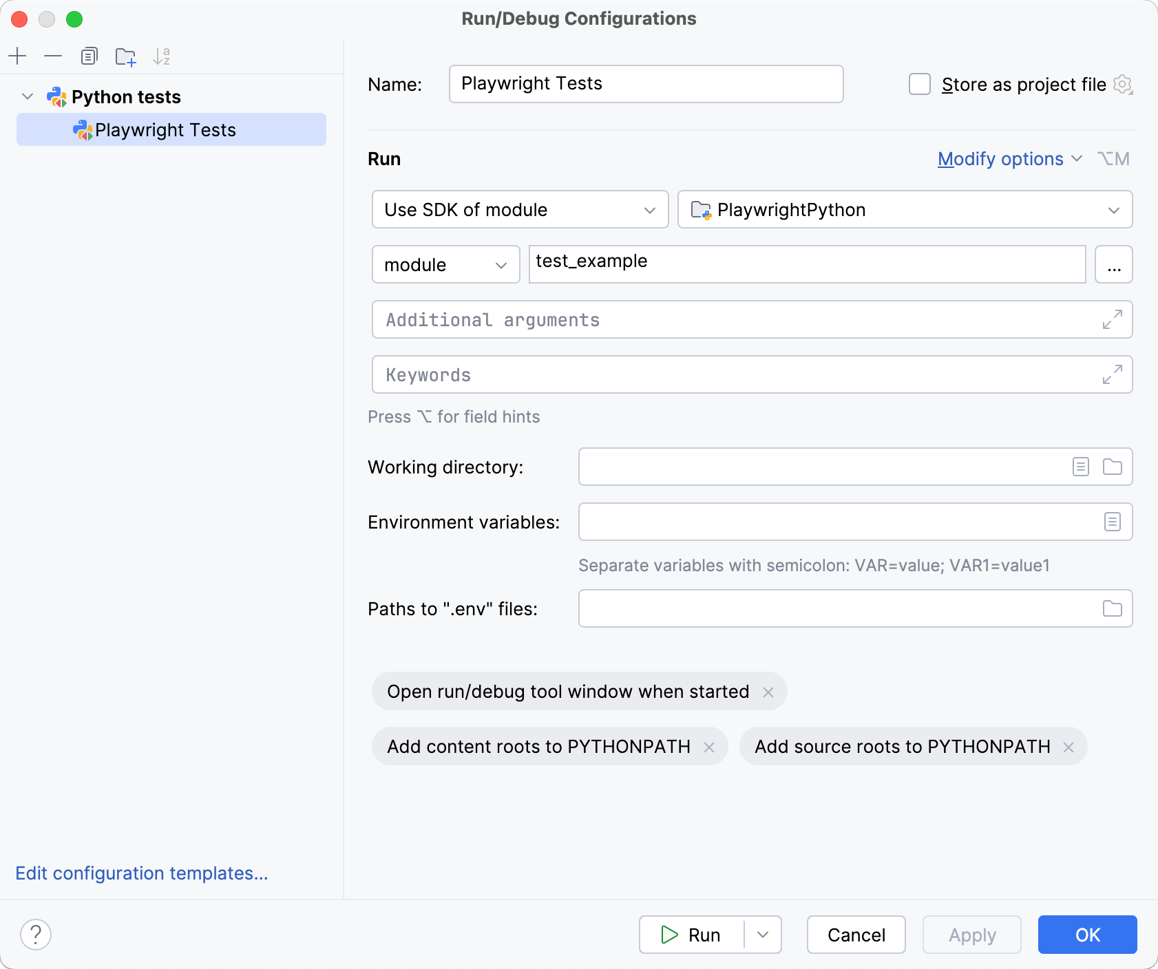 Configure startup properties