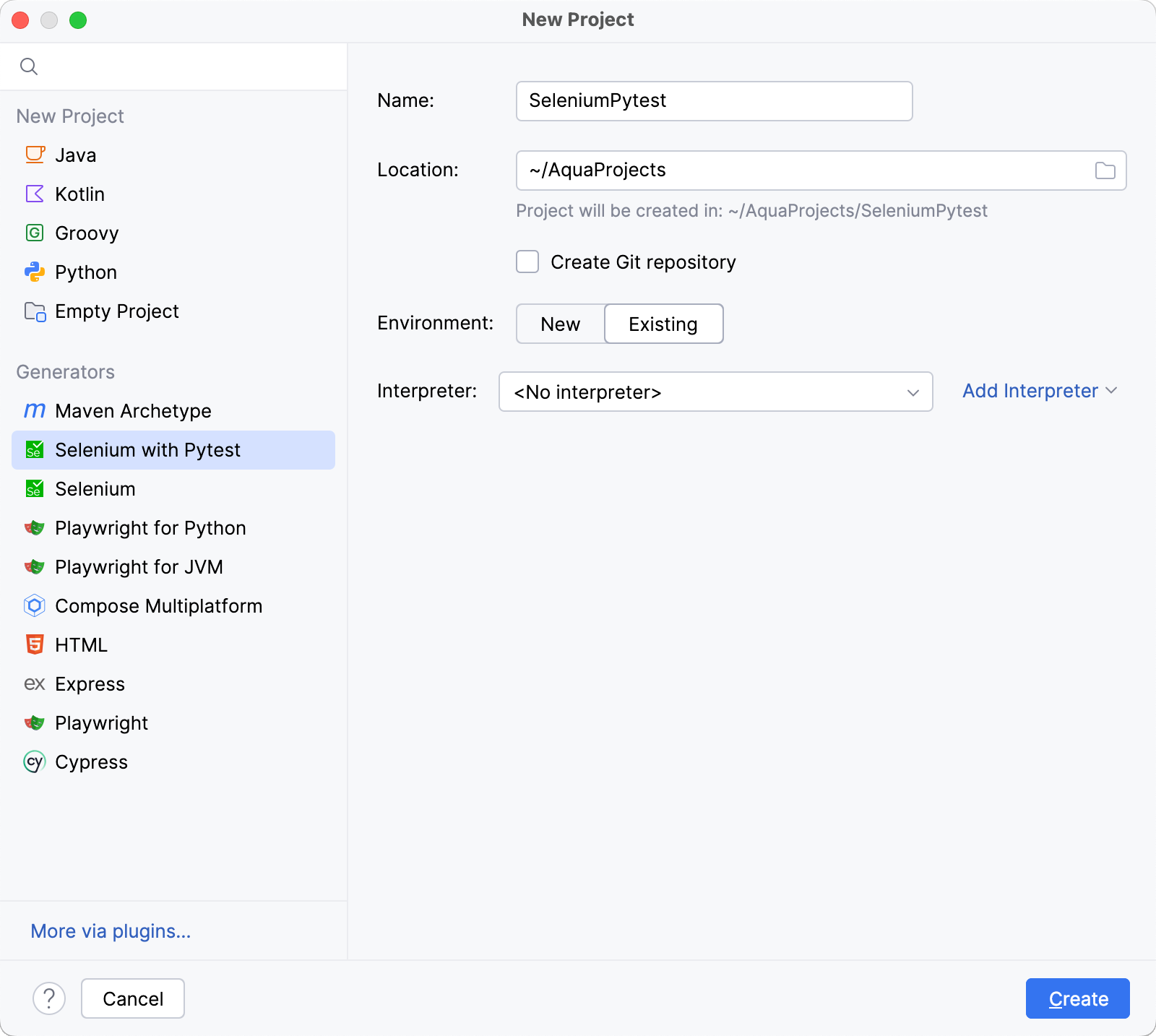 Configure an existing environment