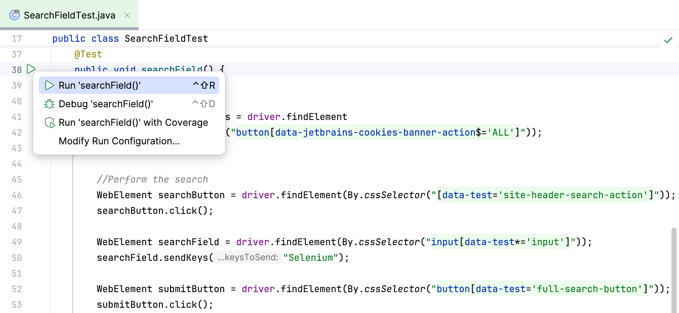 Viewing tests