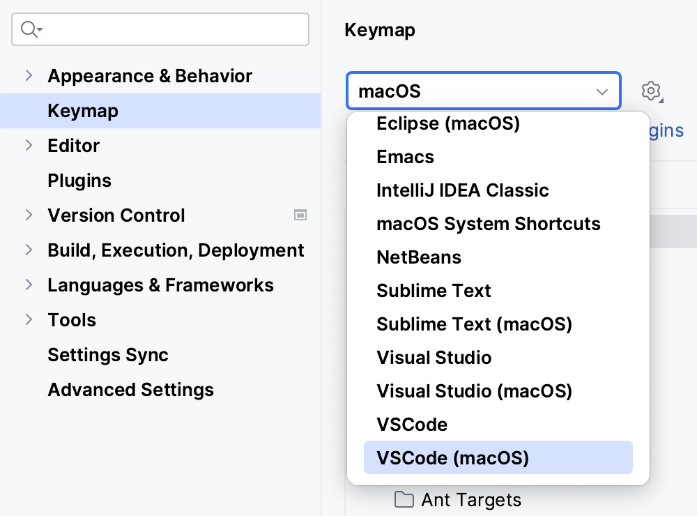 Set the VS Code keymap as default