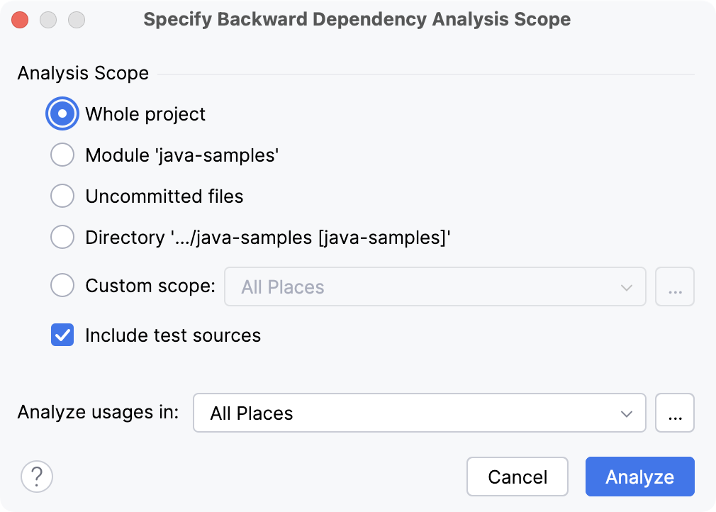 Running the backward dependencies analysis