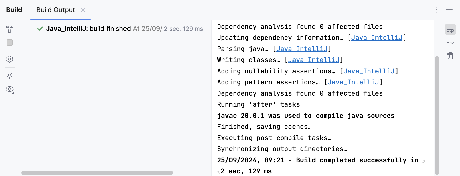 IntelliJ IDEA build output